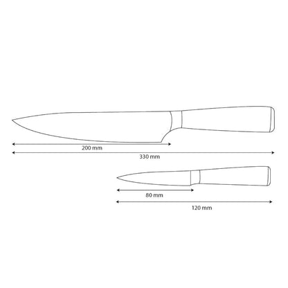 Cuchillos Shinrai - Juego de 2 cuchillos con estampado de Damasco: cuchillo de chef y cuchillo para pelar