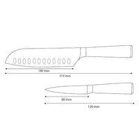 Cuchillos Shinrai - Juego de 2 cuchillos con estampado de Damasco: Santoku y cuchillo para pelar