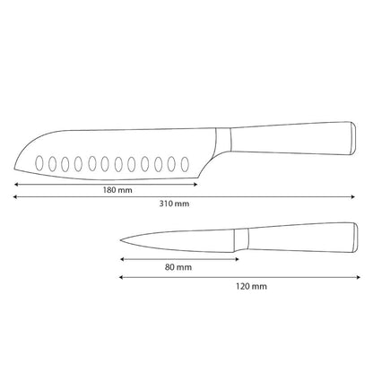 Cuchillos Shinrai - Juego de 2 cuchillos con estampado de Damasco: Santoku y cuchillo para pelar