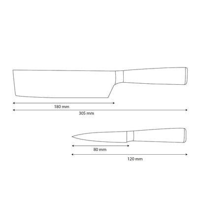 Cuchillos Shinrai - Juego de 2 cuchillos con estampado de Damasco: nakiri y cuchillo para pelar