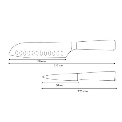 Cuchillos Shinrai - Juego de 2 cuchillos de ónix epoxi con estampado de Damasco: Santoku y cuchillo para pelar