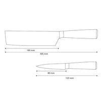 Cuchillos Shinrai - Juego de 2 cuchillos de ónix epoxi con estampado de Damasco: nakiri y cuchillo para pelar
