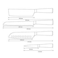 Shinrai Knives - Ensemble de 4 couteaux en résine époxy et onyx imprimé Damas - Santoku + couteau à pain + couteau Nakiri + couteau d'office