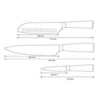 Shinrai Knives - Juego de 3 cuchillos con estampado de Damasco: cuchillo de chef, santoku y cuchillo para pelar