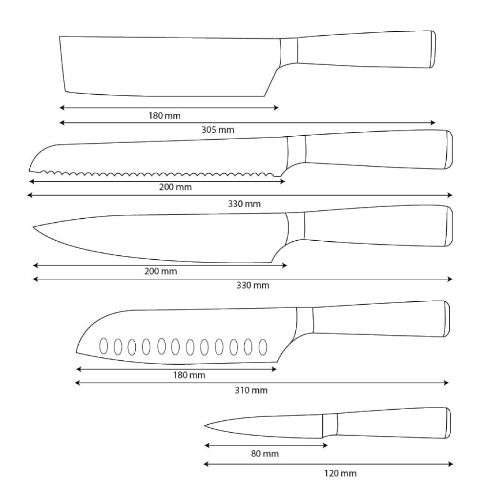 Shinrai Knives - Juego de 5 cuchillos de ónix epoxi con estampado de Damasco: cuchillo de chef, cuchillo de pan, nakiri, santoku y cuchillo para pelar