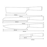 Couteaux Shinrai - Ensemble de 4 couteaux imprimés Damas - Couteau de chef, couteau à pain, couteau Nakiri et couteau d'office
