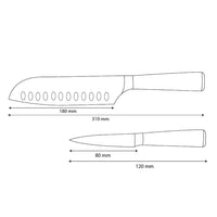 Cuchillos Shinrai - Juego de 2 cuchillos de epoxy zafiro con estampado de Damasco (Santoku + cuchillo para pelar)