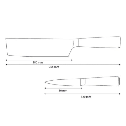Cuchillos Shinrai - Juego de 2 cuchillos de zafiro epoxi con estampado de Damasco (nakiri + cuchillo para pelar)