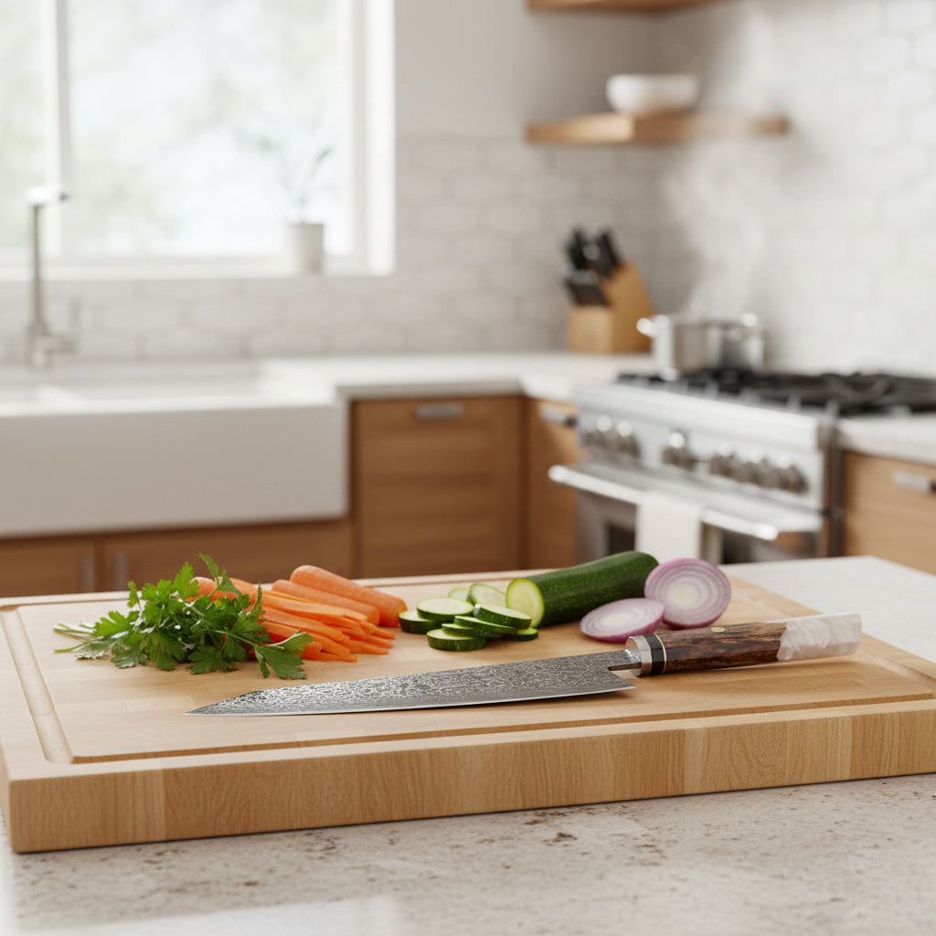 Shinrai Japan - Cuchillo Kiritsuke Diamond Octagon Damasco 23 cm - Edición Especial