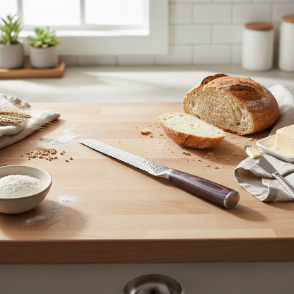 Acier inoxydable martelé - Couteau à pain 20 cm