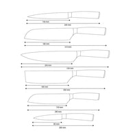 Juego de cuchillos de 6 piezas de acero inoxidable martillado.