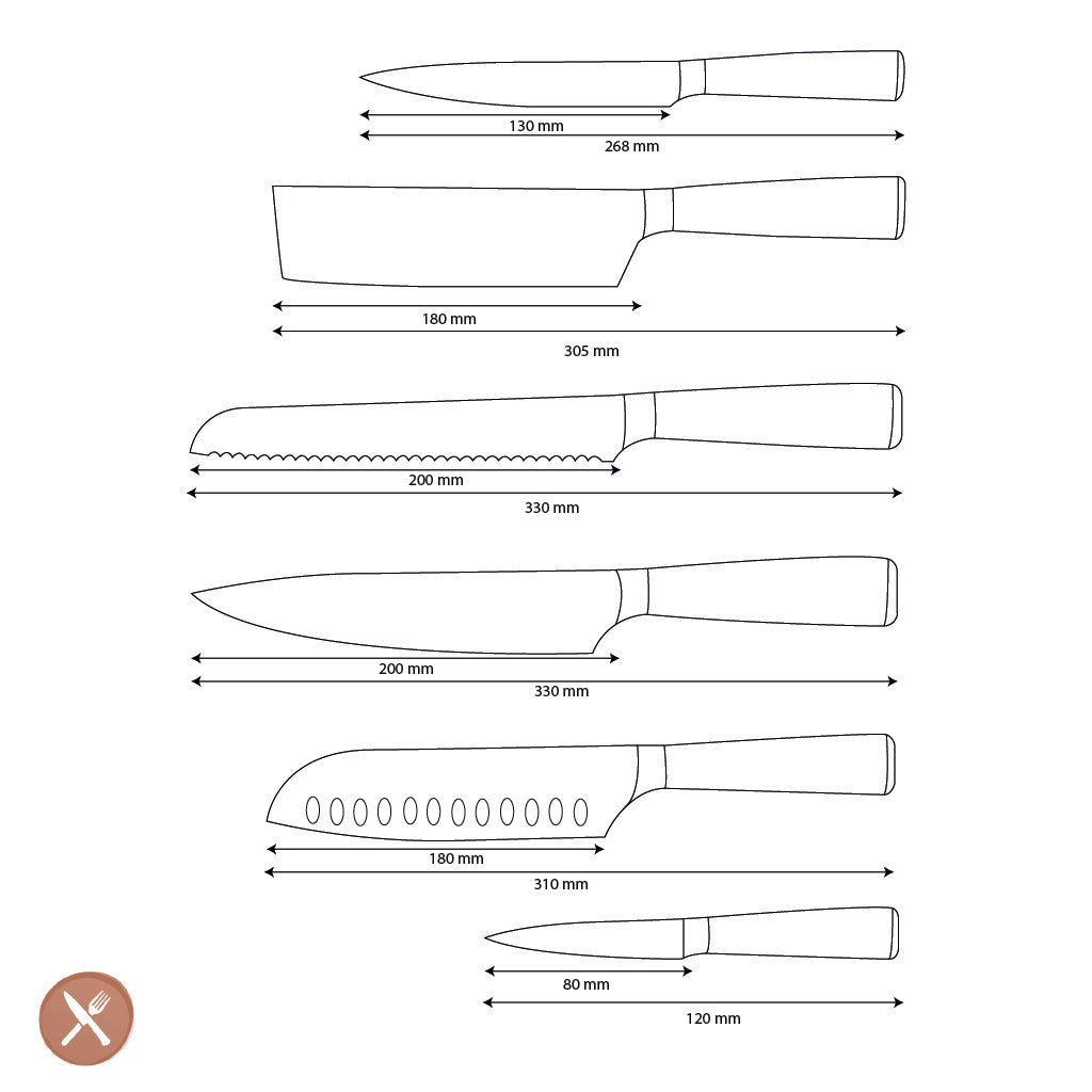 Saphir époxy imprimé Damas japonais - Ensemble de couteaux 6 pièces