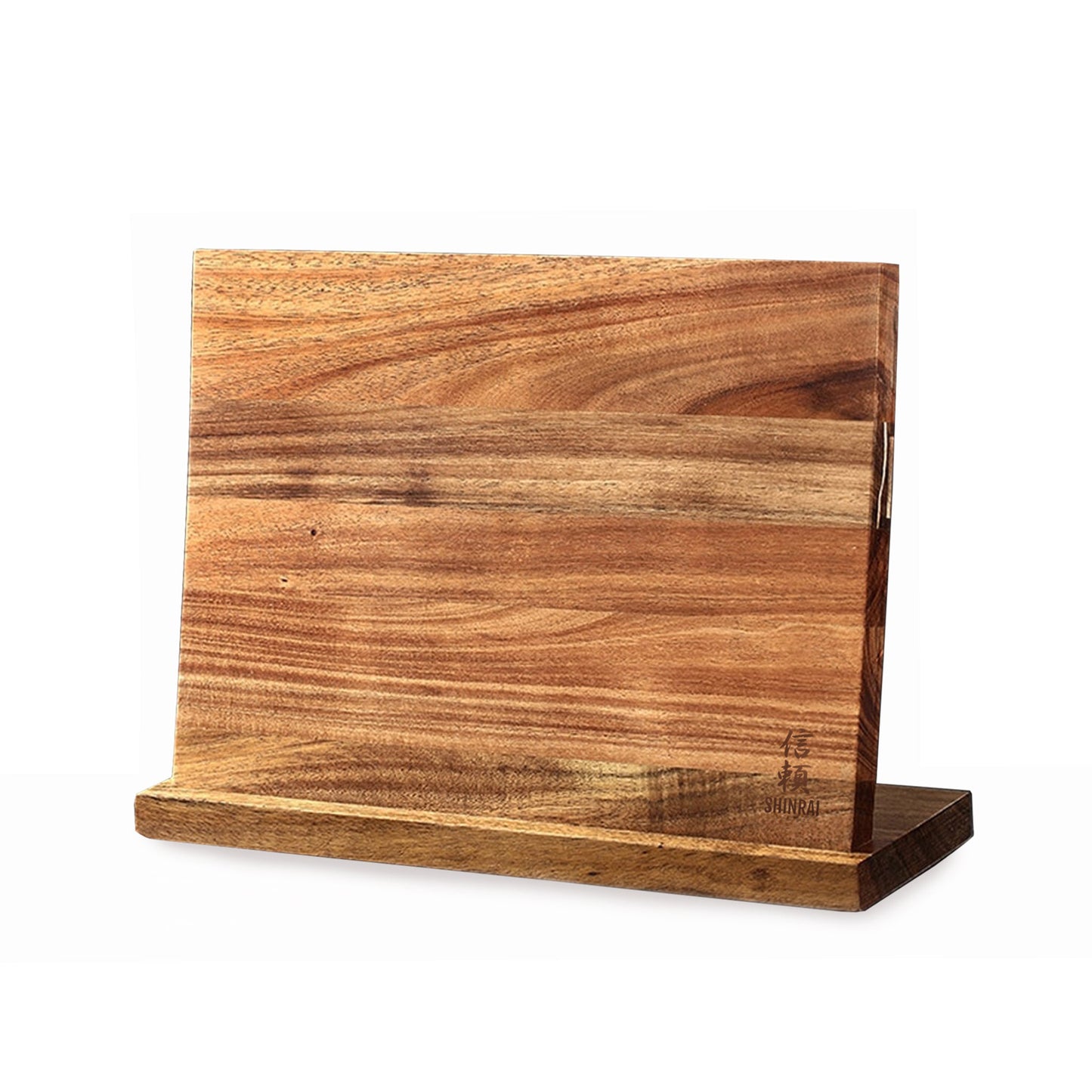 Shinrai Japón - Juego de cuchillos de 3 piezas con estampado de Damasco de zafiro epoxi + piedra de afilar + bloque magnético para cuchillos