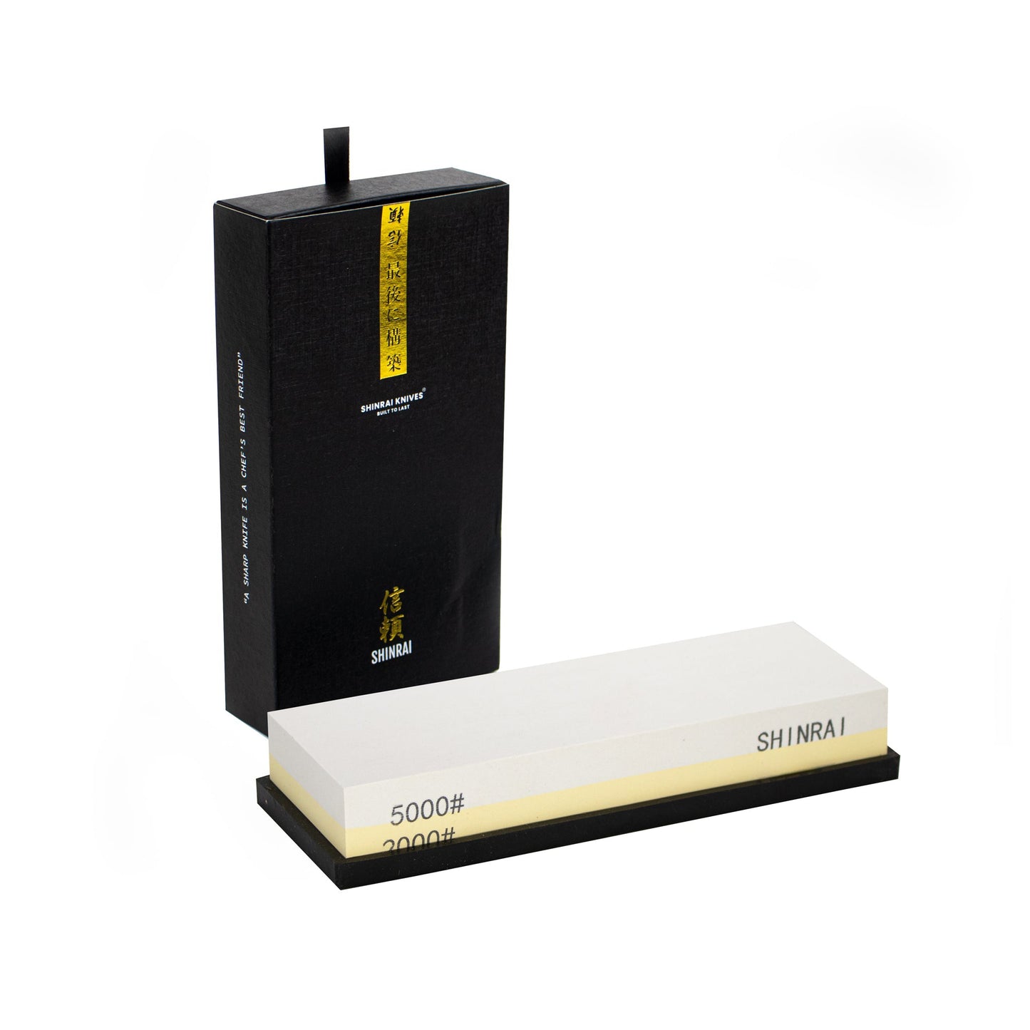Shinrai Japan - Juego de cuchillos de 3 piezas con estampado de damasco de ónix epoxi + piedra de afilar