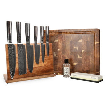 Cuchillos Shinrai - Mega Bundle de acero inoxidable martillado - Todo lo que necesitas