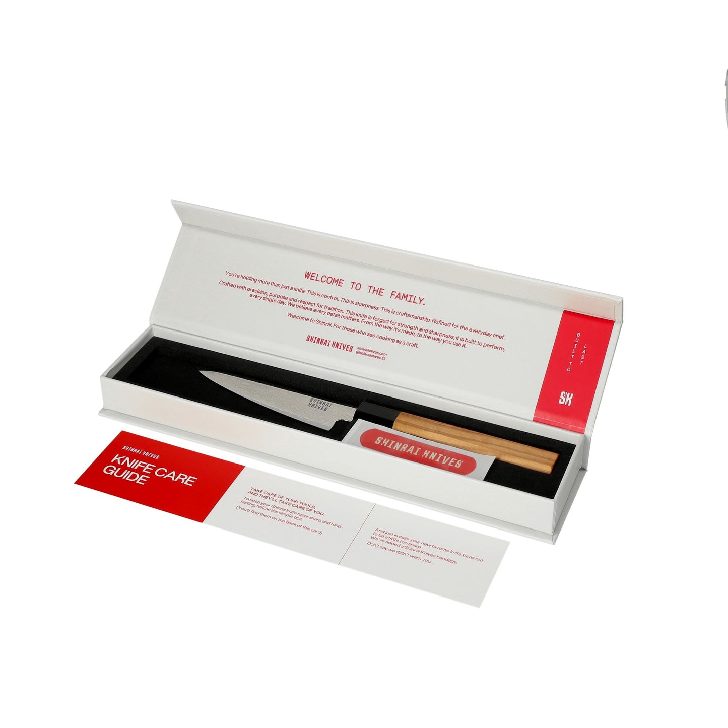 Couteaux Shinrai - Ensemble de couteaux Damas 3 pièces Takumi Kaza - Couteau de chef + Nakiri + Couteau d&#39;office