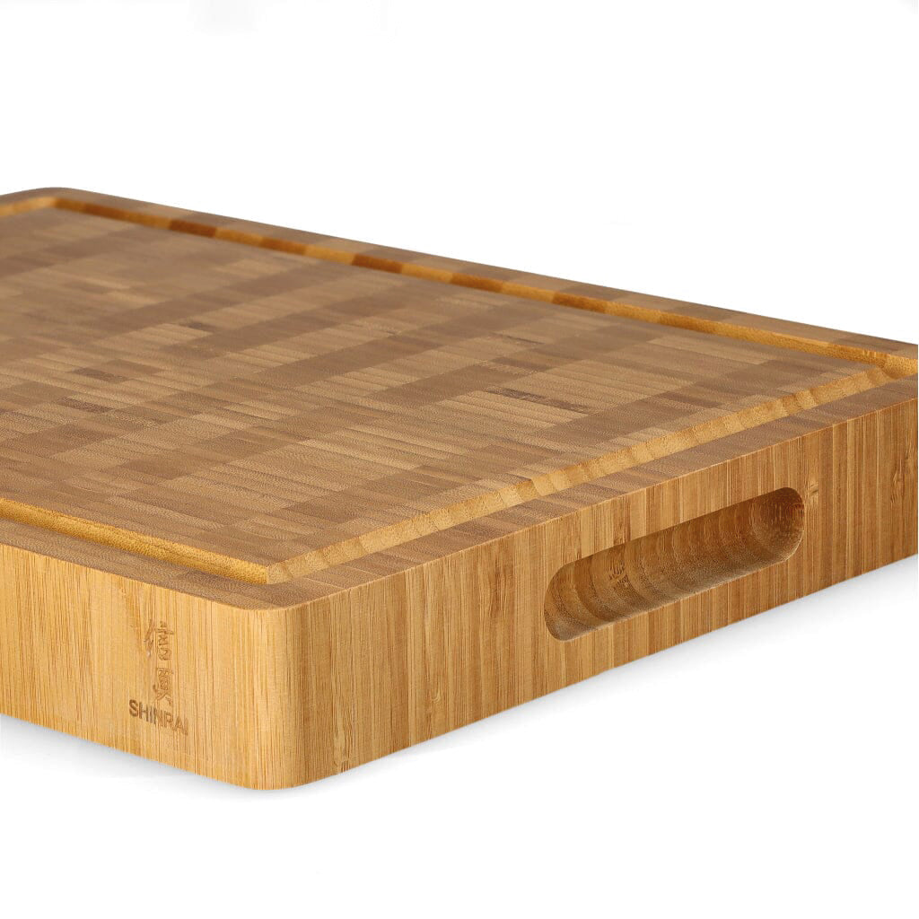 Shinrai Japan - Tabla de cortar de lujo de madera maciza de bambú - 40 x 30 x 4,5 cm