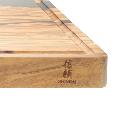 Shinrai Japan - Tabla de cortar de ónix epoxi, madera de acacia - 40 x 30 x 3 cm
