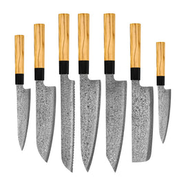 Shinrai Japan - Ensemble de couteaux Damas 7 pièces Takumi Kaza