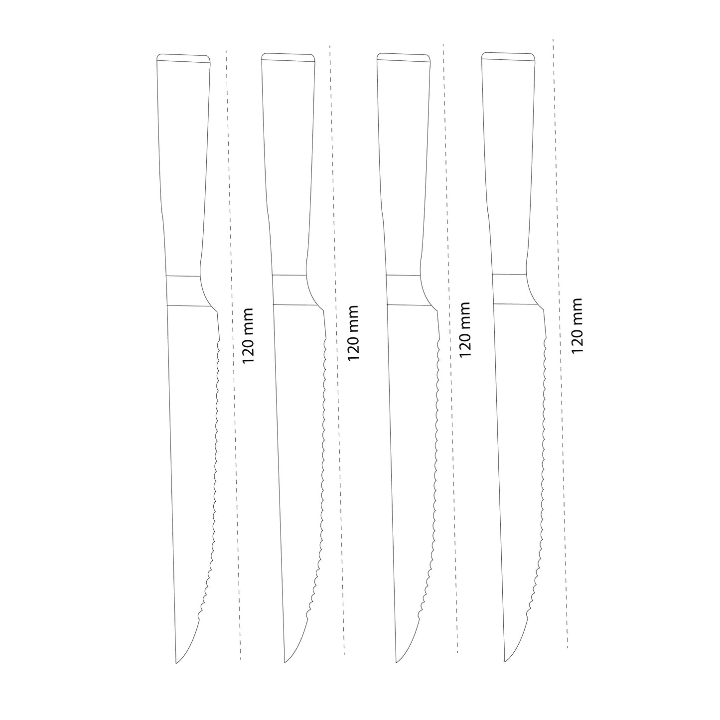Shinrai Japón - Estampado Damasco 4 Cuchillos para carne