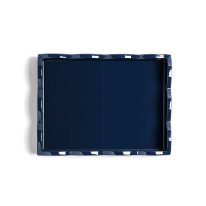 Addison Ross - Bandeja festoneada - Azul vaquero claro y azul marino - 28x20 cm