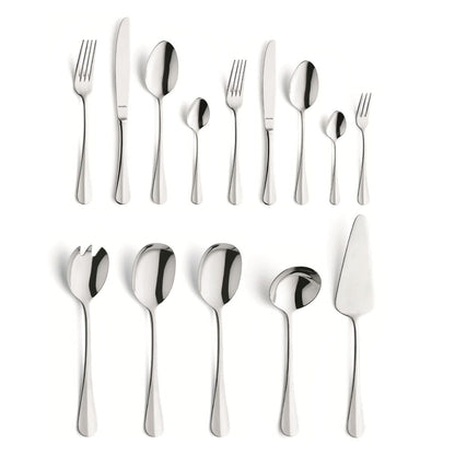 Juego de cubiertos Amefa Baguette de 60 piezas para 6 personas, acabado brillante plateado.