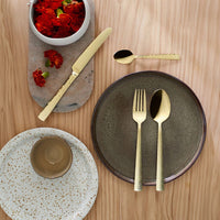 Amefa - Juego de cubiertos Felicity de 24 piezas - Juego de cubiertos color champán Amefa