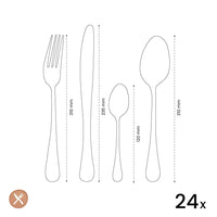 Amefa - Juego de cubiertos Florida Bead de 24 piezas - Juego de cubiertos de plata Amefa