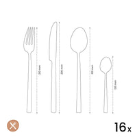 Amefa - Juego de cubiertos Manille Stonewash de 16 piezas - Juego de cubiertos color champán Amefa