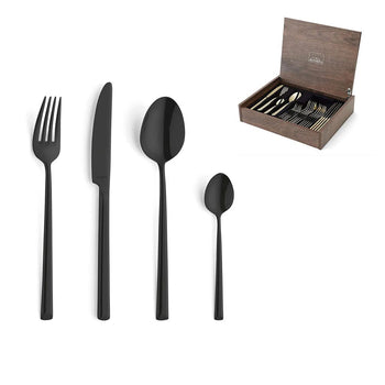 Amefa - Coffret de couverts Metropole 24 pièces - Coffret de couverts noirs Amefa