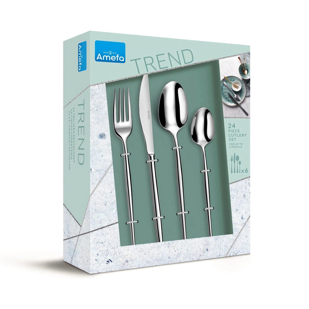 Amefa - Juego de cubiertos Soprano de 24 piezas en caja de regalo Trend Juego de cubiertos Amefa