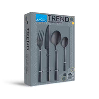 Amefa - Juego de 16 piezas Stonewash PVD Black en caja de tendencia - negro Amefa