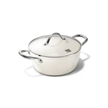 Cook &amp; Pan - Go Ivory Olla de cocina de 20 cm con tapa de cristal Olla de cocina Cook &amp; Pan