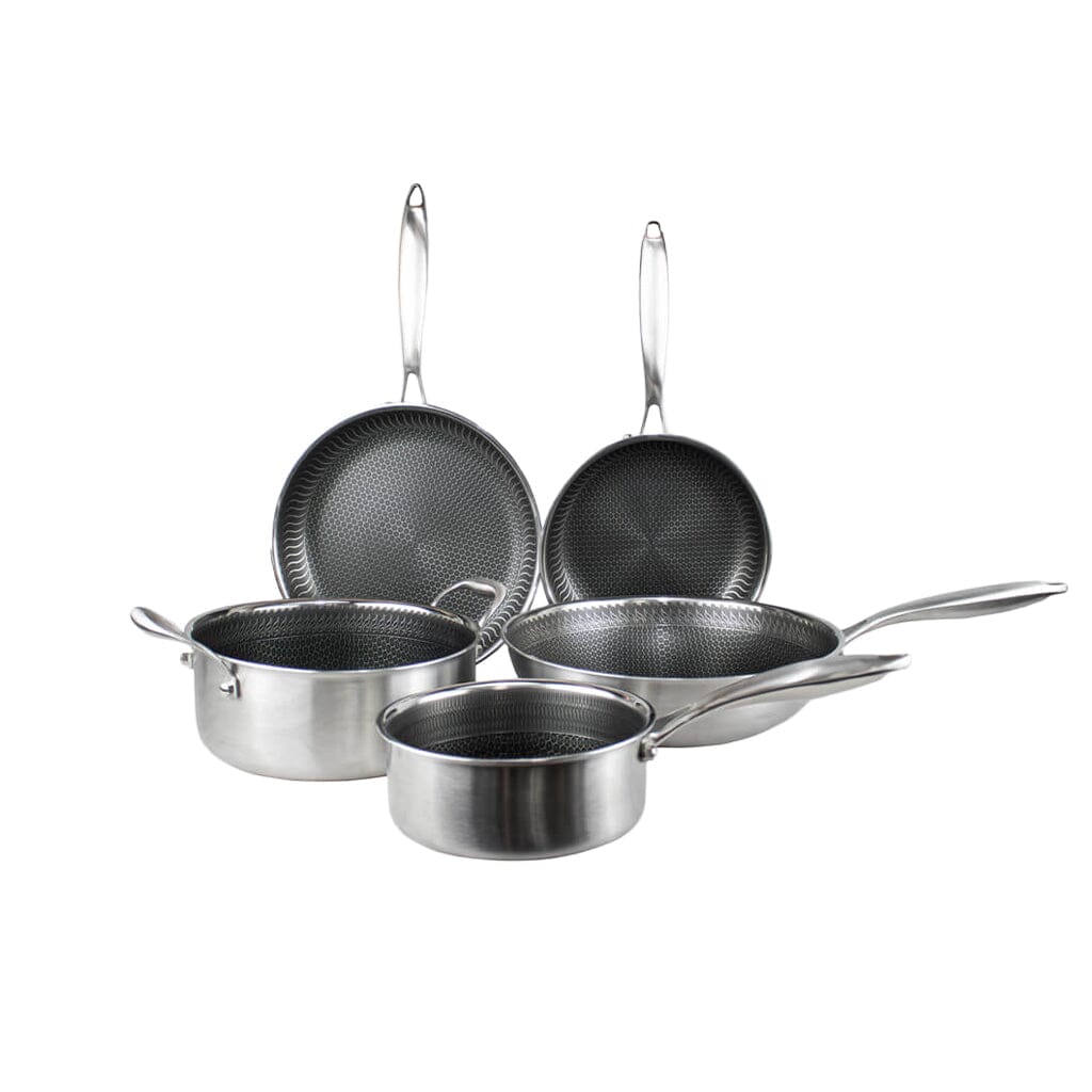 Cook &amp; Pan - Juego de utensilios de cocina de acero inoxidable color miel de 5 piezas