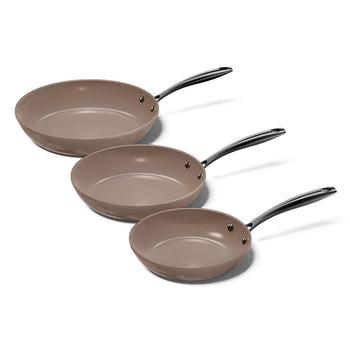 Cook &amp; Pan - Juego de sartenes de 3 piezas color topo
