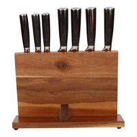 Juego de cuchillos de 7 piezas con estampado de Damasco + bloque magnético para cuchillos, juego de cuchillos de una sola cara con bloque Shinrai Japón