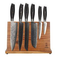 Juego de cuchillos de 6 piezas de madera de Damasco Pakka + bloque magnético para cuchillos Juego de cuchillos con bloque Shinrai Japón