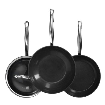 GreenPan - Juego de utensilios de cocina Barcelona Pro de 4 piezas 24/24/28 cm - sartén + cacerola con tapa + wok Juego de utensilios de cocina GreenPan