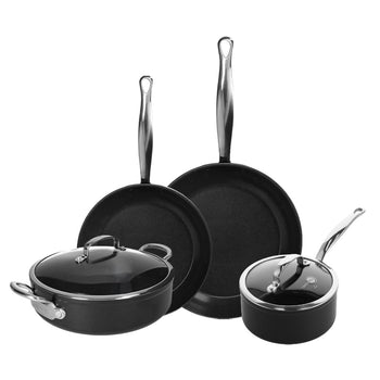 GreenPan - Barcelona Pro XL Juego de utensilios de cocina de 6 piezas 18/24/28/30 cm - cacerola con tapa + 2 sartenes + olla con tapa Juego de utensilios de cocina GreenPan
