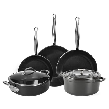 GreenPan - Juego de utensilios de cocina Barcelona Pro XL de 6 piezas 20/28/30/28/28 cm - 2 sartenes + cacerola con tapa + wok + cazuela Juego de utensilios de cocina GreenPan