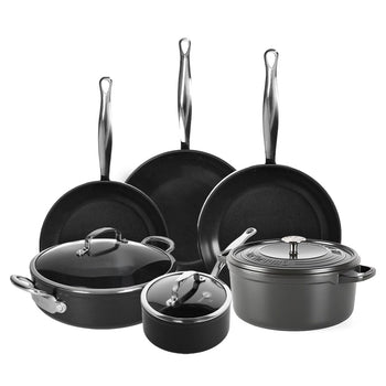GreenPan - Barcelona Pro XXL Juego de utensilios de cocina de 8 piezas 18/20/28/30/28/28 cm - cacerola con tapa + 2 sartenes + olla para guisos con tapa + wok + cazuela Juego de utensilios de cocina GreenPan