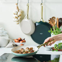 GreenPan - Juego de sartenes naturales de 3 piezas con revestimiento antiadherente cerámico 20/24/28 cm Juego de sartenes GreenPan