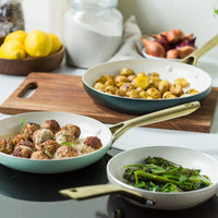 GreenPan - Juego de sartenes naturales de 3 piezas con revestimiento antiadherente cerámico 20/24/28 cm Juego de sartenes GreenPan