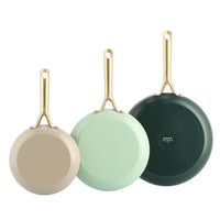 GreenPan - Juego de sartenes naturales de 3 piezas con revestimiento antiadherente cerámico 20/24/28 cm Juego de sartenes GreenPan