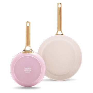 GreenPan - Juego de sartenes Padova Blush Pink de 2 piezas con revestimiento antiadherente de cerámica Juego de sartenes GreenPan