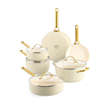 GreenPan - Juego de sartenes Padova Cream White de 10 piezas Juego de sartenes GreenPan