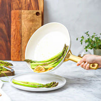 GreenPan - Juego de sartenes Padova Cream White de 2 piezas con revestimiento antiadherente cerámico de 20/26 cm Juego de sartenes GreenPan