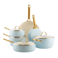 GreenPan - Juego de sartenes Padova azul claro de 10 piezas Juego de sartenes GreenPan