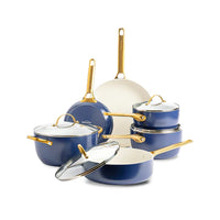 GreenPan - Juego de sartenes Padova Oxford Blue de 10 piezas Juego de sartenes GreenPan