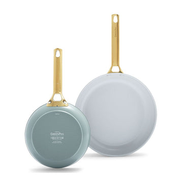 GreenPan - Juego de sartenes Padova Smokey Blue de 2 piezas con revestimiento antiadherente cerámico de 20/28 cm Juego de sartenes GreenPan